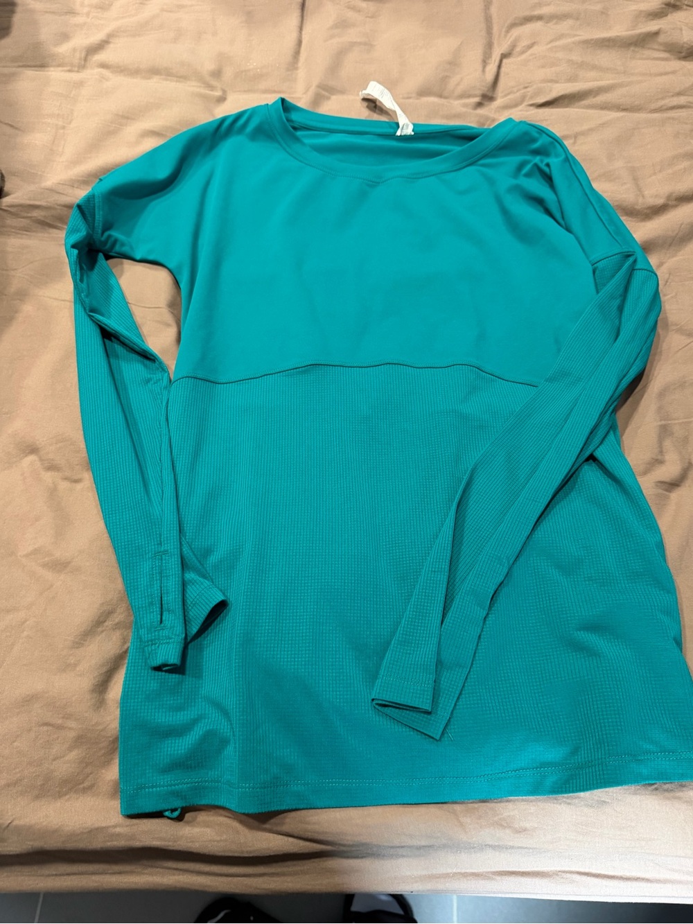 Fabletics Teal Long-Sleeve Layered Knit Top